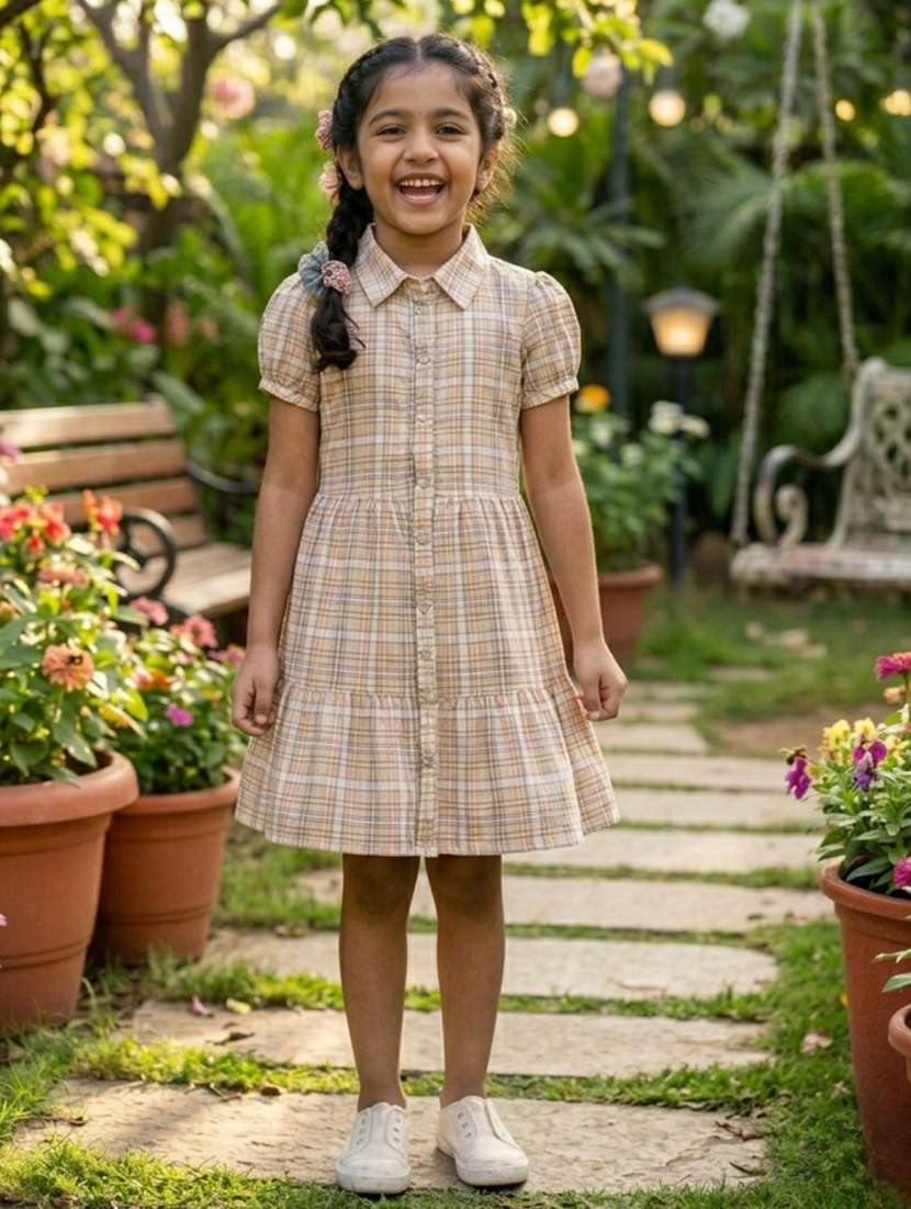 girls printed collared tiered frock