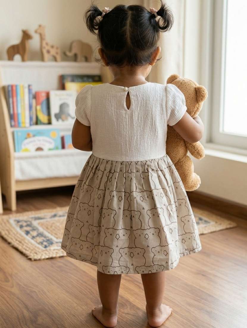 girls printed round neck frock - 22576823 -  Standard Image - 1