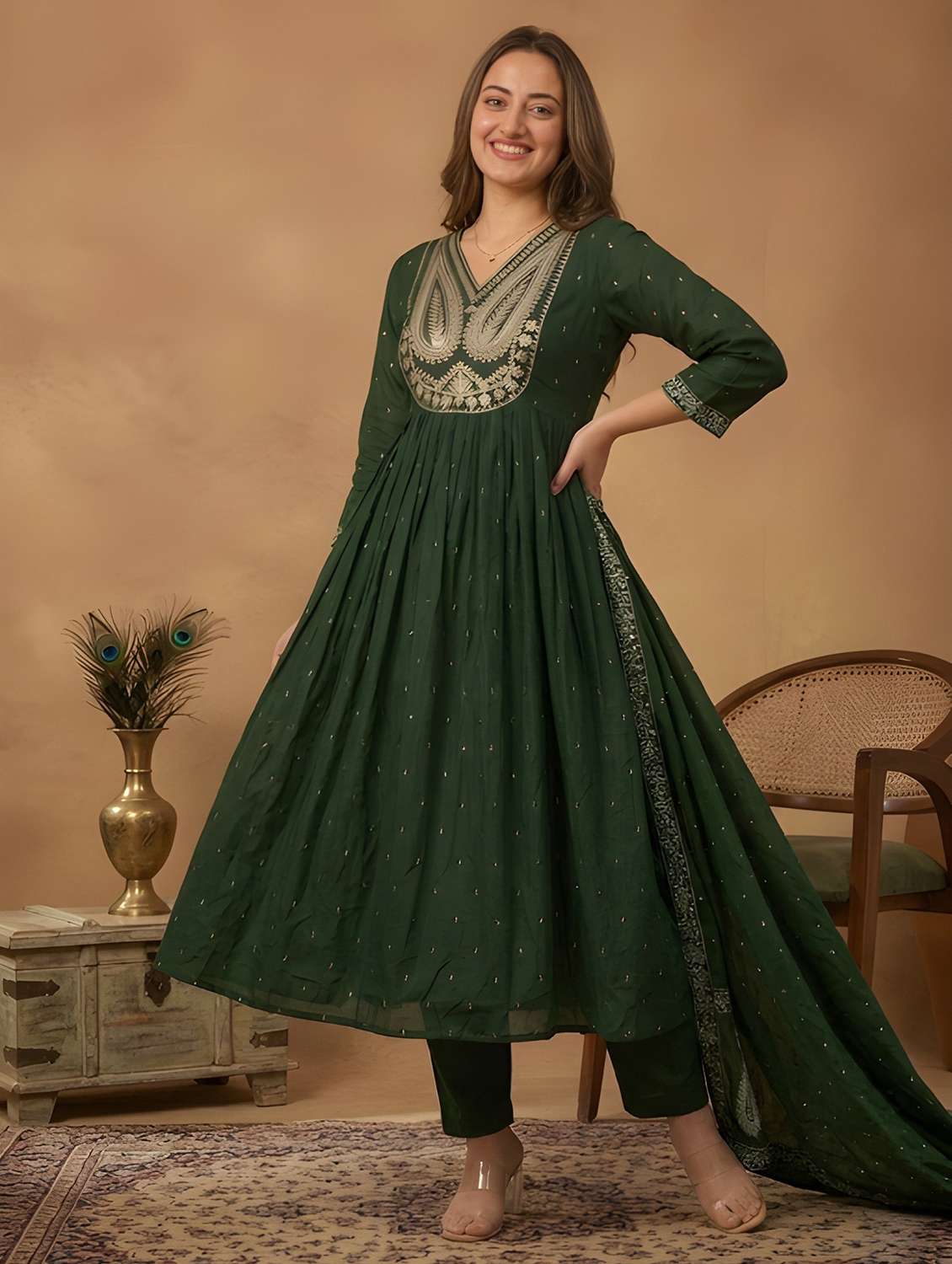 women embroidered three quarter sleeves kurta pant set with dupatta - 22576905 -  Standard Image - 4