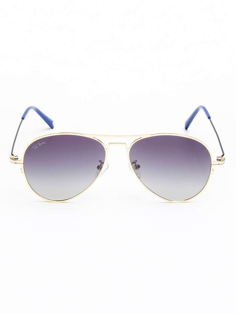ted smith unisex aviator gold-grey graded metal sunglasses with polarised lens - 22576918 -  Standard Image - 1