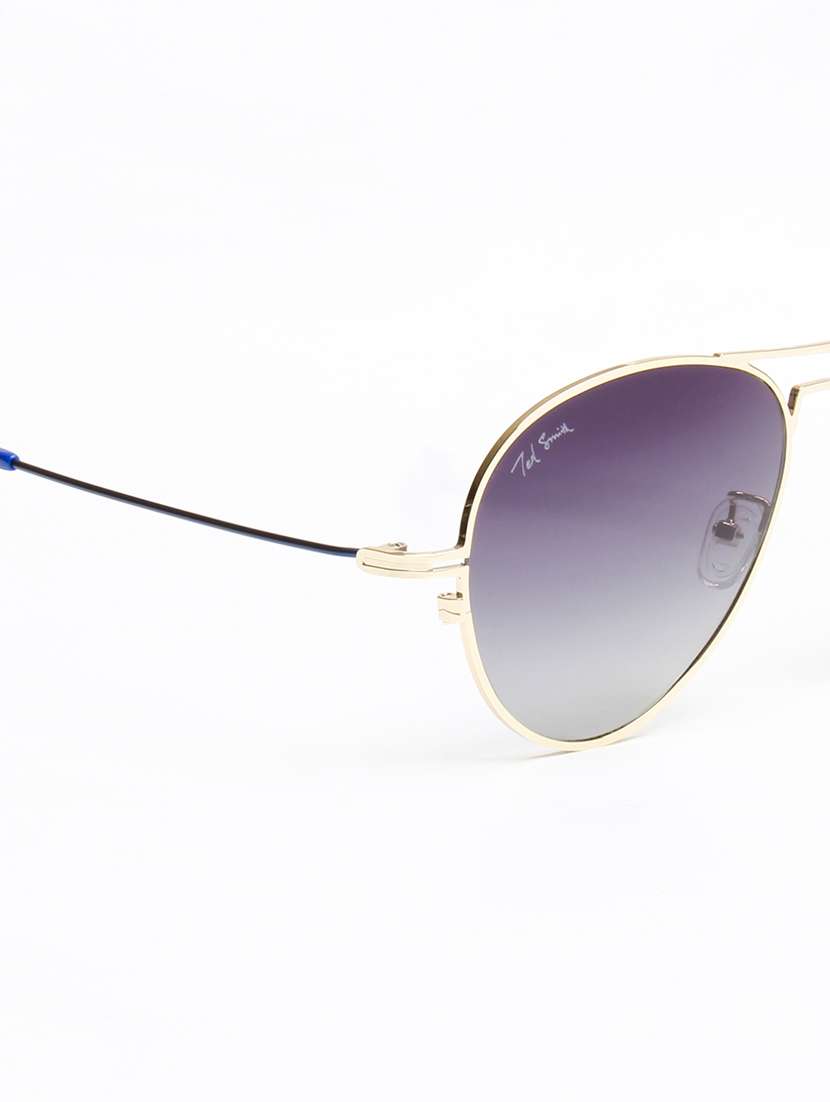 ted smith unisex aviator gold-grey graded metal sunglasses with polarised lens - 22576918 -  Standard Image - 4