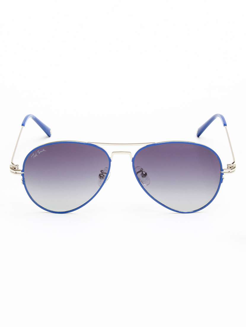 ted smith unisex aviator silver-blue-grey graded metal sunglasses with polarised lens - 22576919 -  Standard Image - 1