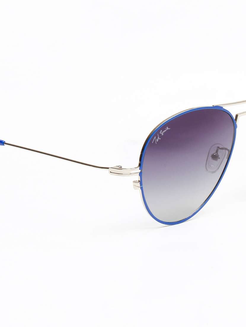 ted smith unisex aviator silver-blue-grey graded metal sunglasses with polarised lens - 22576919 -  Standard Image - 4