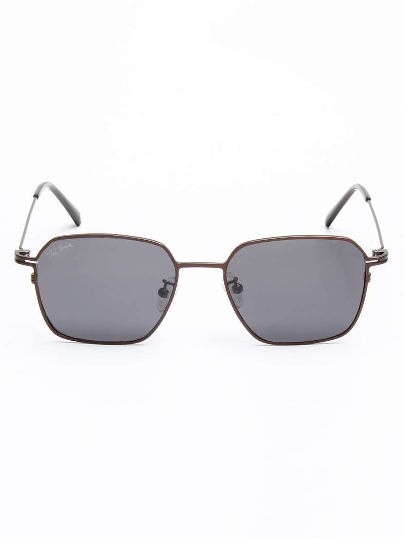 ted smith unisex wayfarer gunmetal-black metal sunglasses with polarised lens - 22576924 -  Standard Image - 1