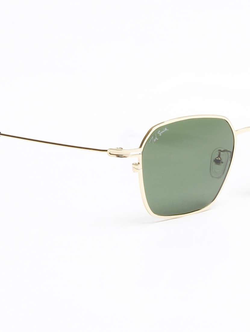 ted smith unisex wayfarer gold-green metal sunglasses with polarised lens - 22576926 -  Standard Image - 4