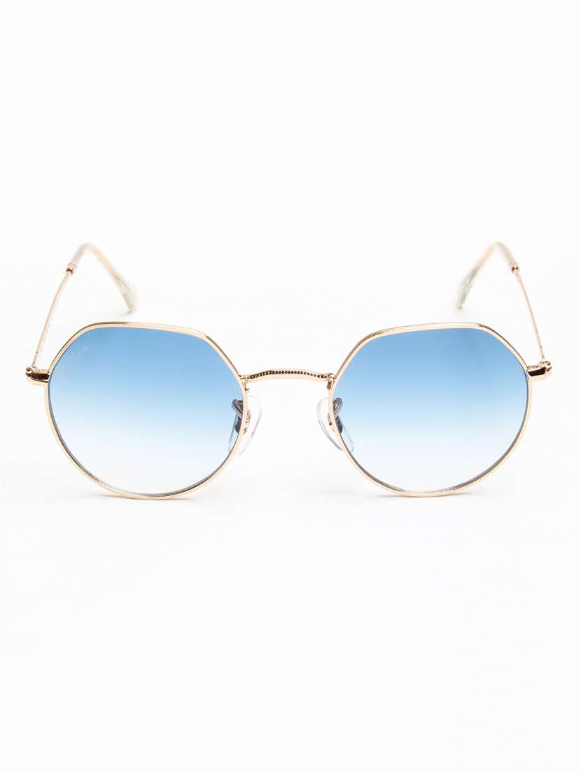 ted smith unisex hexagon gold-blue graded metal sunglasses with uv protected lens - 22576930 -  Standard Image - 1
