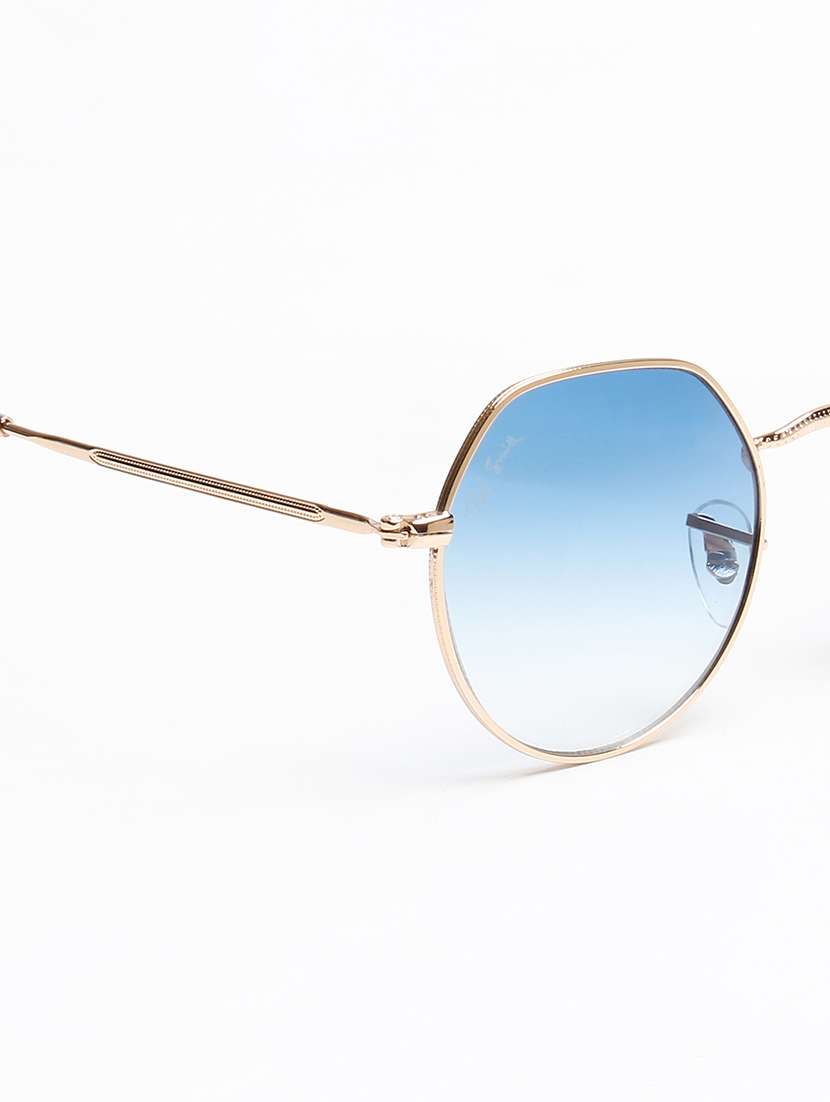ted smith unisex hexagon gold-blue graded metal sunglasses with uv protected lens - 22576930 -  Standard Image - 4