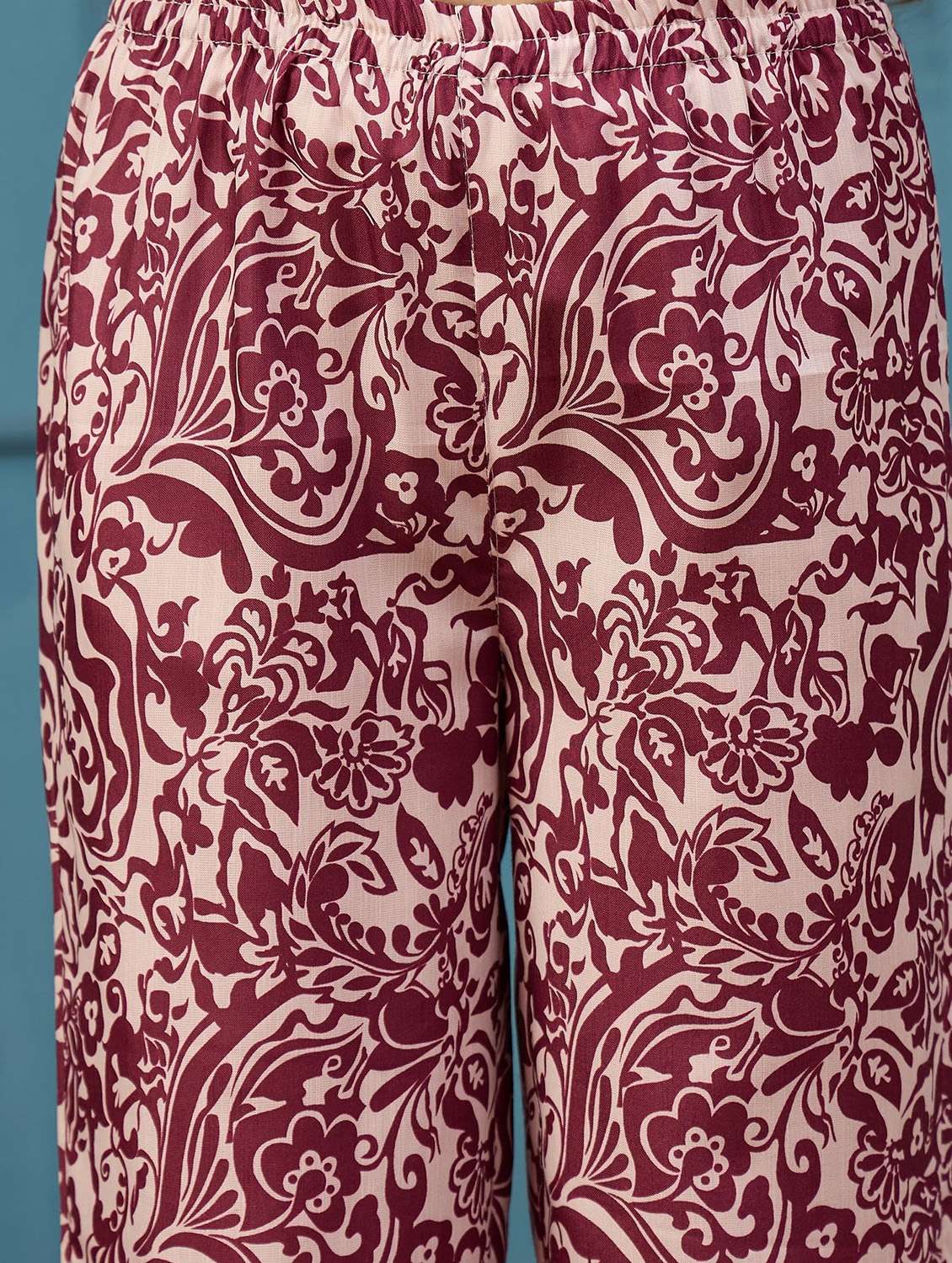 girls printed three quarter sleeves top and trouser co-ord set - 22576941 -  Standard Image - 1