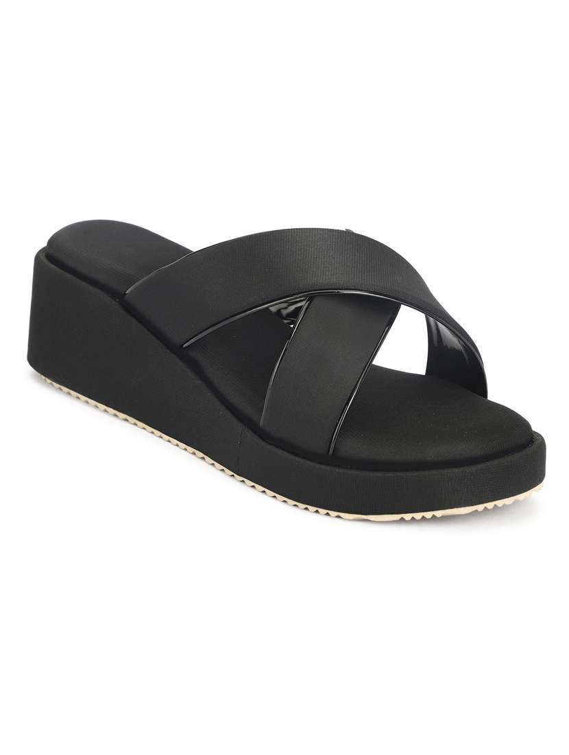 Women Solid Slip On Wedges - 22576960 -  Standard Image - 1