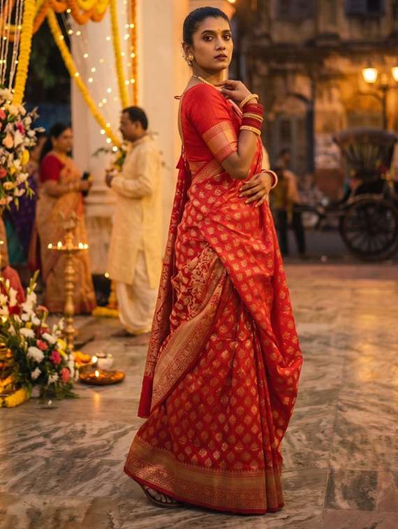 women self design banarasi saree with blouse - 22576973 -  Standard Image - 4