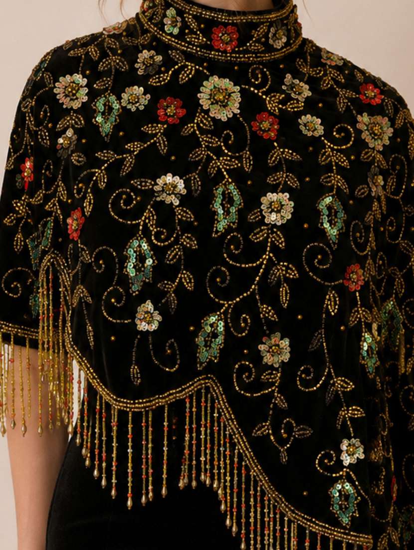 Women Embroidered High Neck Short Cape - 22576976 -  Standard Image - 1