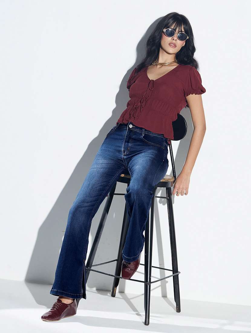 Women Washed High Rise Bootcut Jeans - 22576989 -  Standard Image - 4