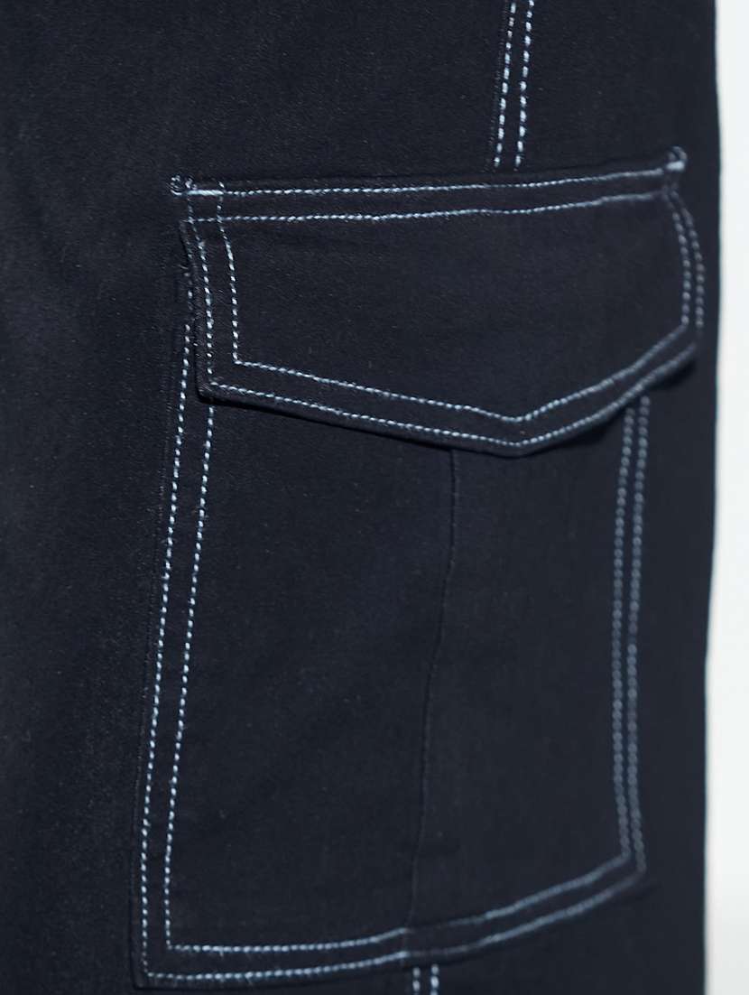 women solid high rise cargo jeans - 22577000 -  Standard Image - 1