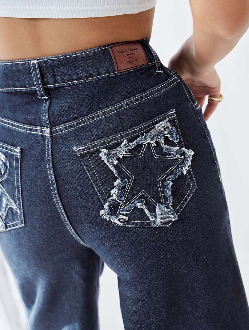 women distressed high rise wide leg jeans - 22577037 -  Standard Image - 1
