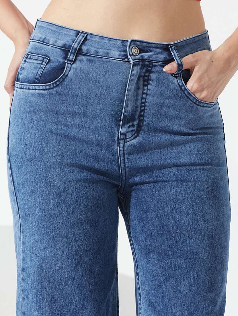 women washed high rise wide leg jeans - 22577051 -  Standard Image - 1