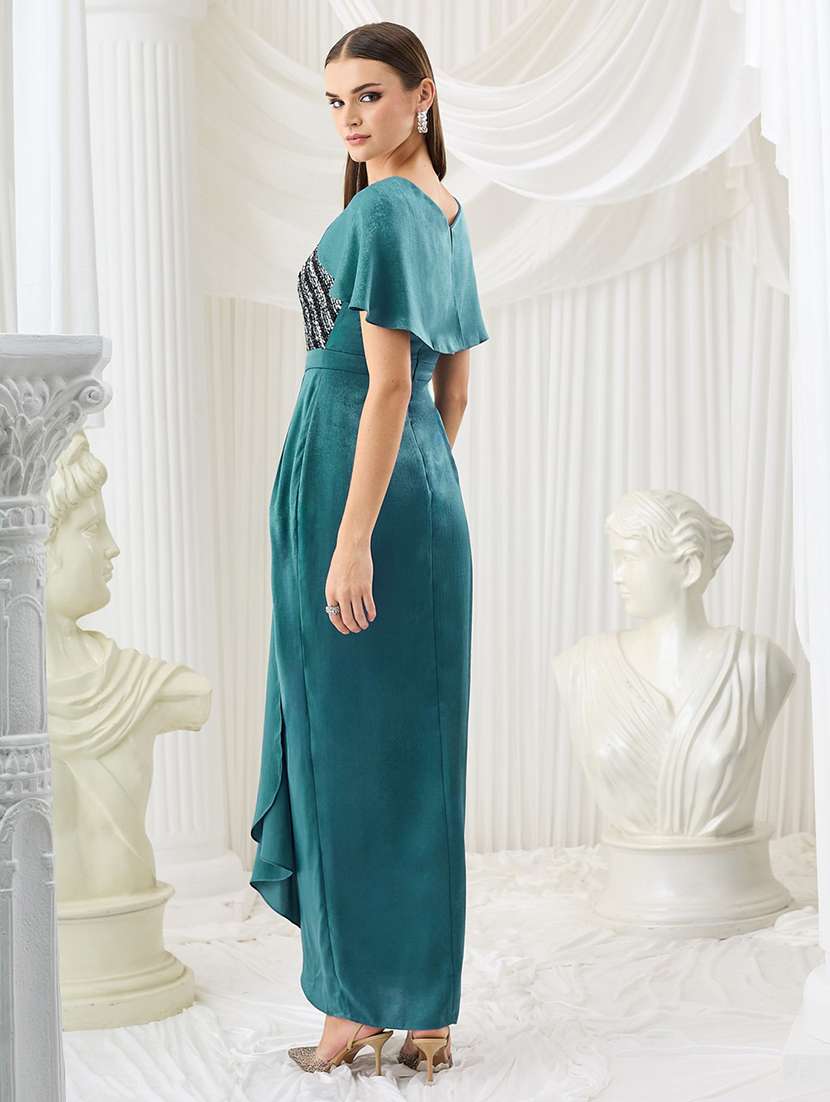 women sequined cape sleeves layered dress - 22577155 -  Standard Image - 4