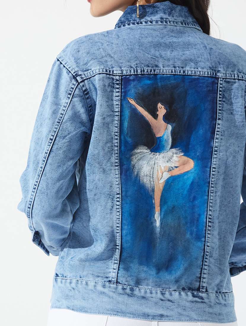 women hand painted long sleeves denim jacket - 22577164 -  Standard Image - 1