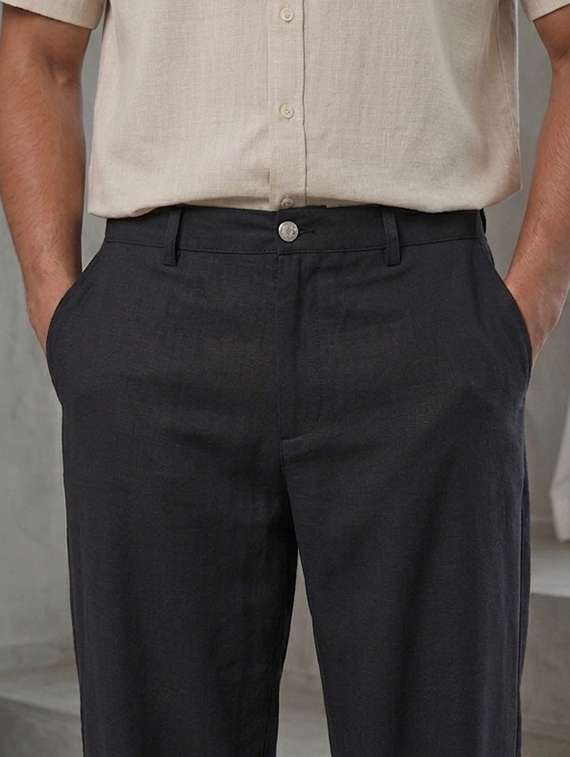 Men Solid Mid Rise Flat Front Trouser - 22577178 -  Standard Image - 1