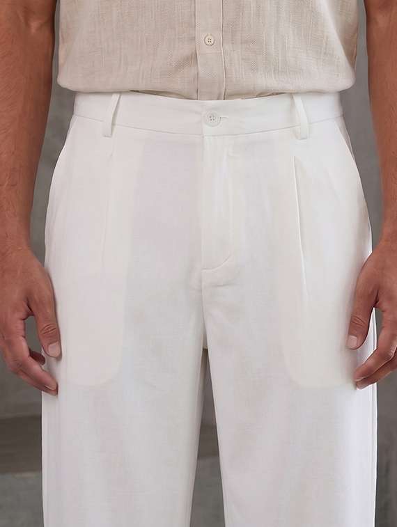 men solid mid rise flat front trouser - 22577181 -  Standard Image - 1