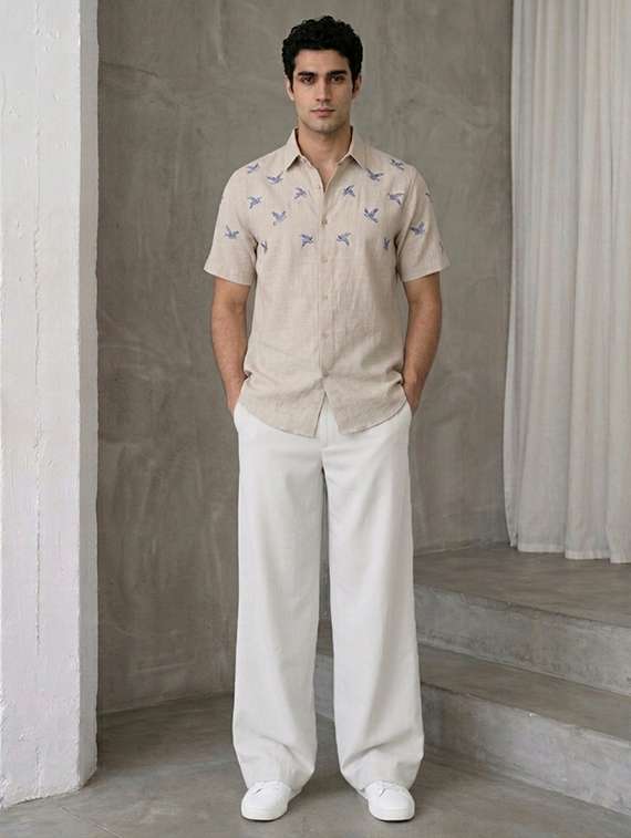 men solid mid rise flat front trouser - 22577181 -  Standard Image - 4
