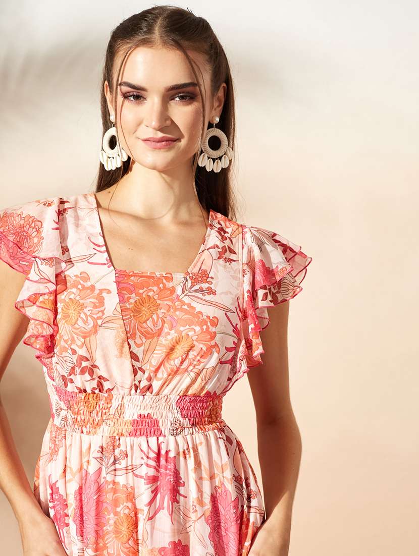 Women Printed Ruffle Sleeves Tiered Dress - 22577187 -  Standard Image - 1