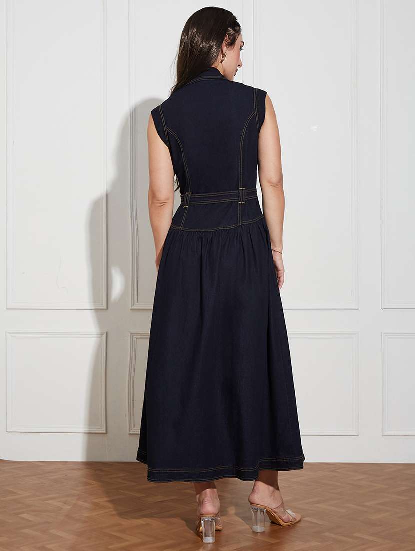 women solid sleeveless a-line dress - 22577188 -  Standard Image - 4