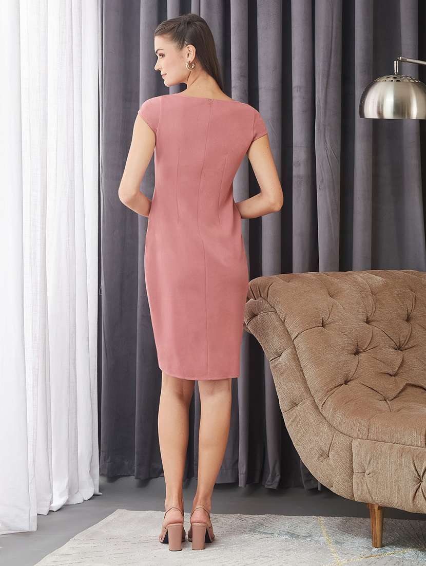 women solid cap sleeves sheath dress - 22577190 -  Standard Image - 4