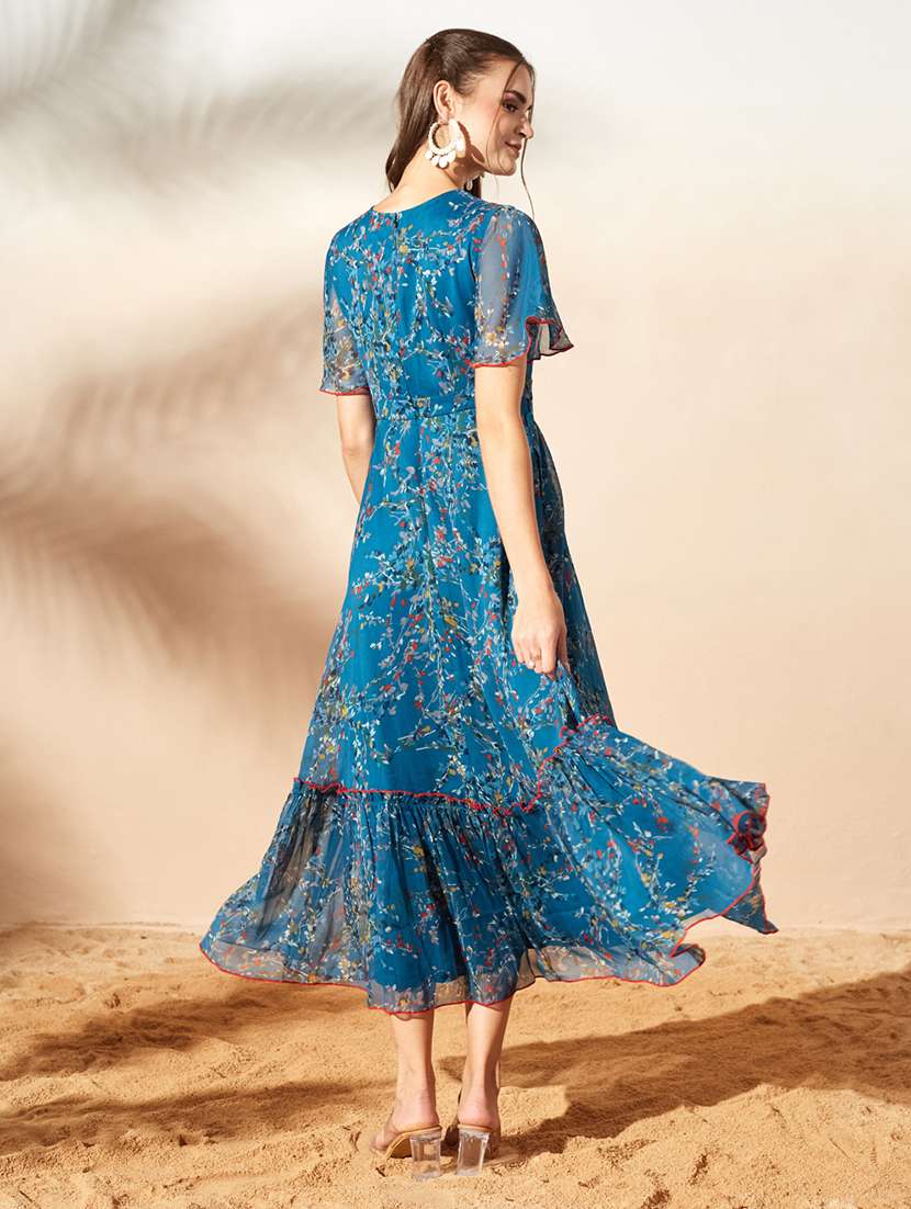 women printed flared sleeves tiered dress - 22577193 -  Standard Image - 4