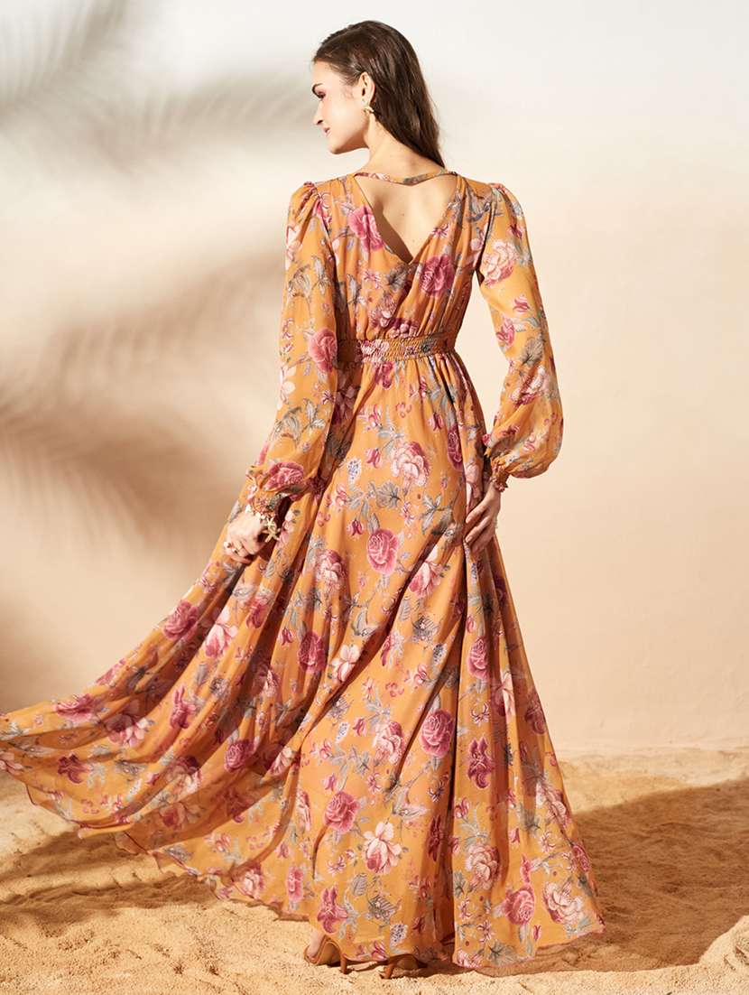women printed bishop sleeves fit and flare dress - 22577195 -  Standard Image - 4
