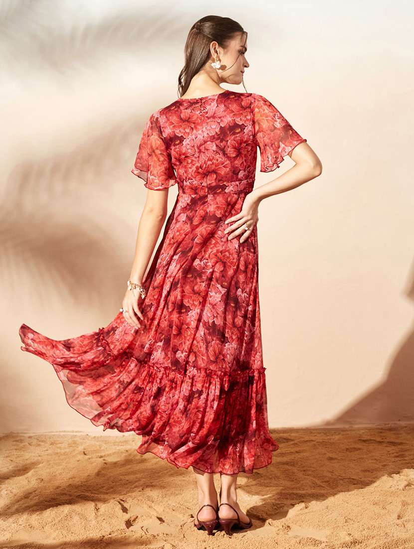 women printed flared sleeves tiered dress - 22577201 -  Standard Image - 4