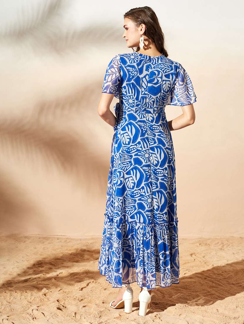 women printed flared sleeves tiered dress - 22577209 -  Standard Image - 4