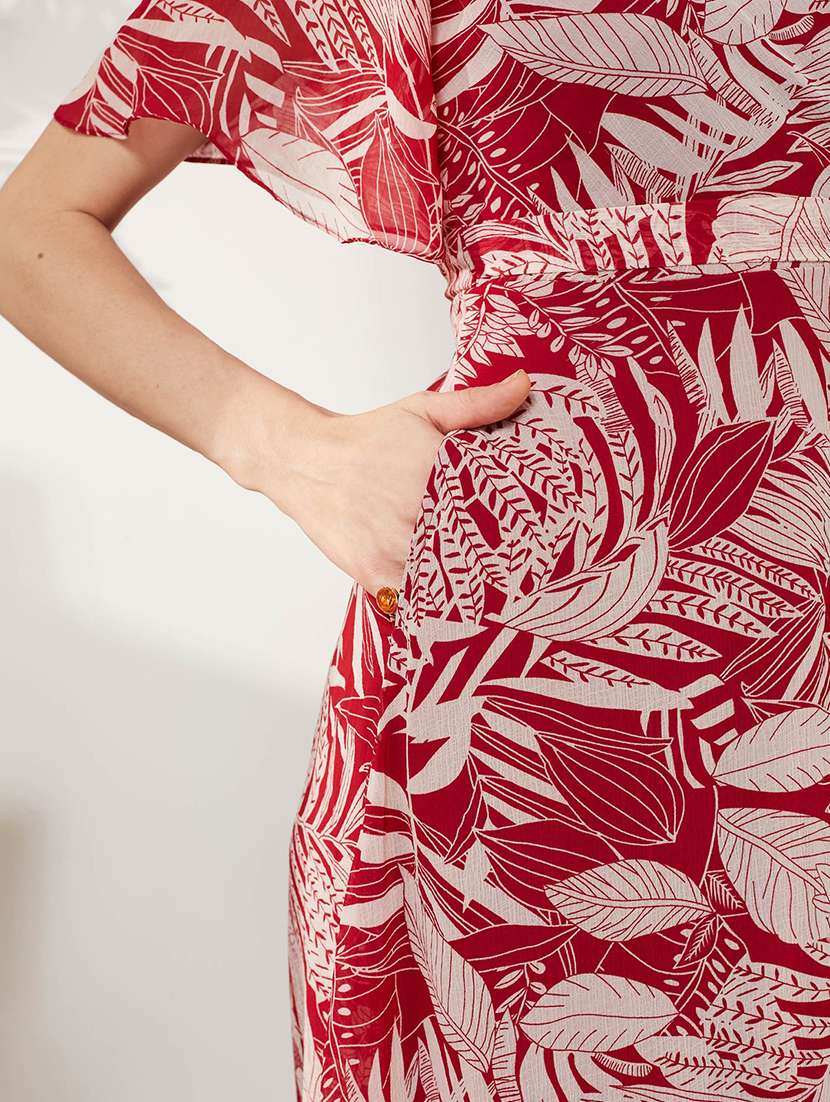 women printed short sleeves tiered dress - 22577211 -  Standard Image - 1