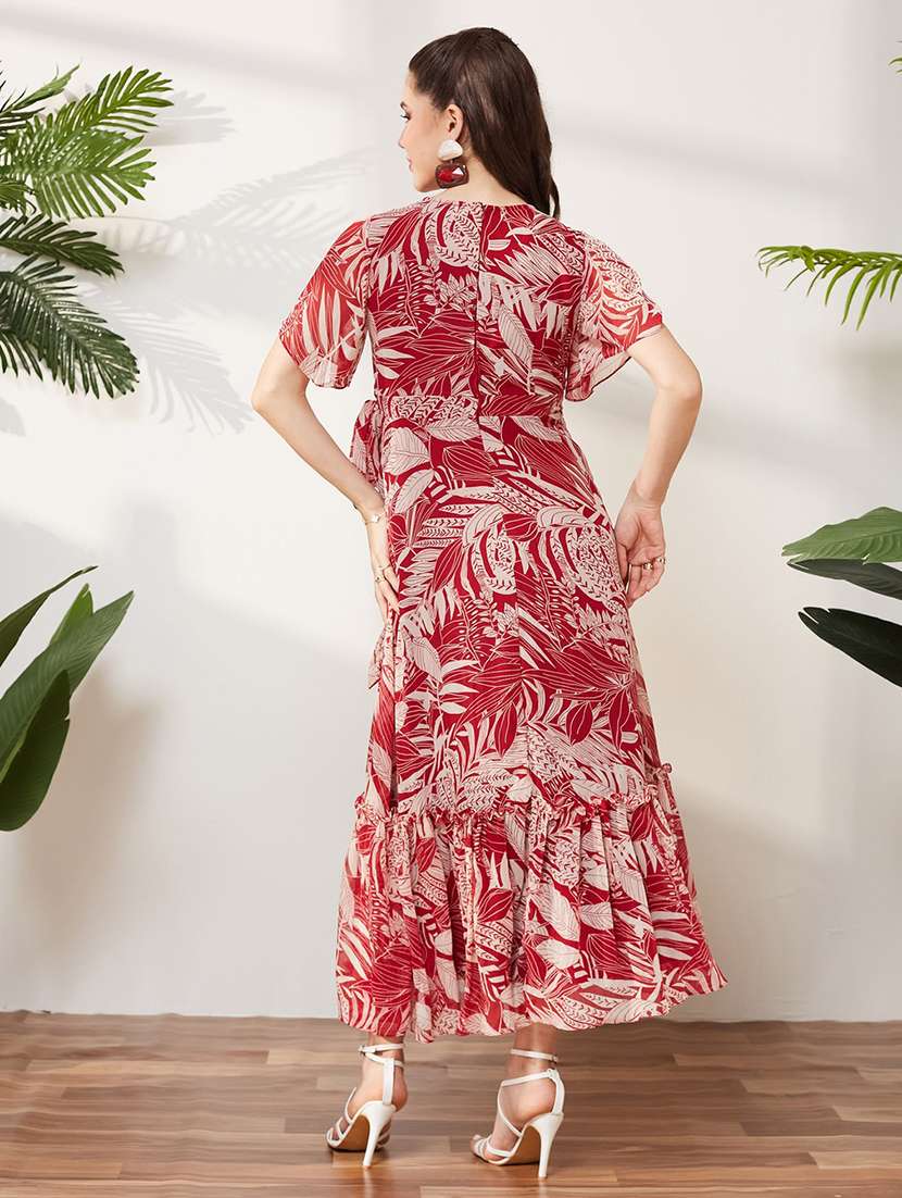 women printed short sleeves tiered dress - 22577211 -  Standard Image - 4