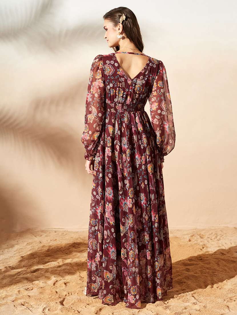 women printed long sleeves fit and flare dress - 22577217 -  Standard Image - 4