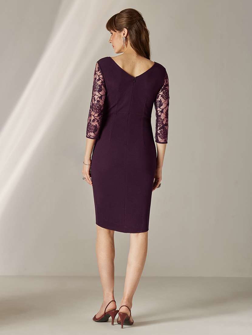 women self design three quarter sleeves sheath dress - 22577224 -  Standard Image - 4