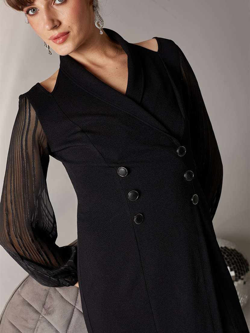 Women Self Design Long Sleeves Sheath Dress - 22577226 -  Standard Image - 1