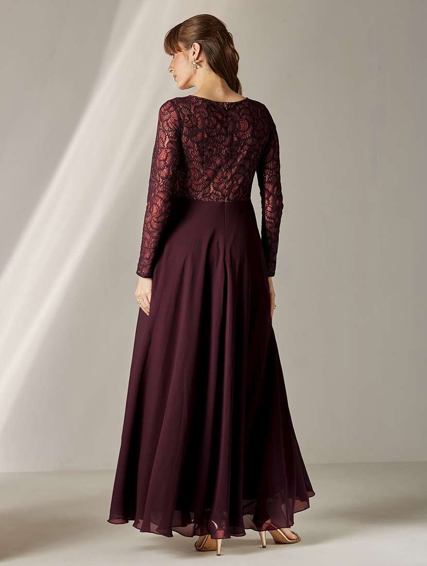 women self design long sleeves fit and flare dress - 22577234 -  Standard Image - 4