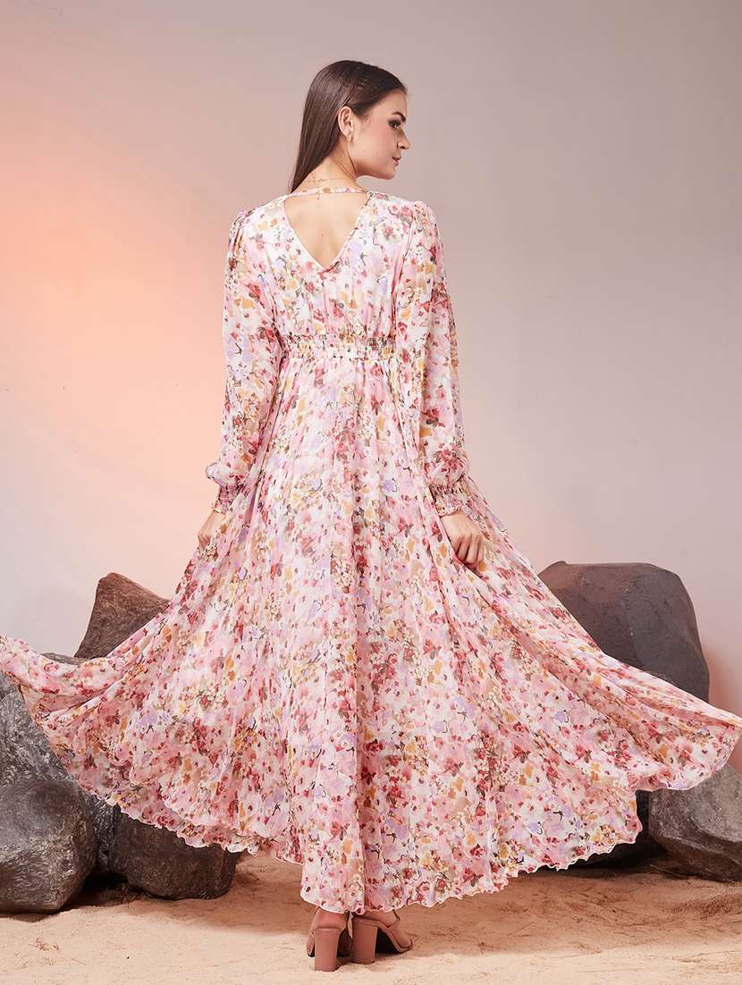 women printed long sleeves fit and flare dress - 22577237 -  Standard Image - 4