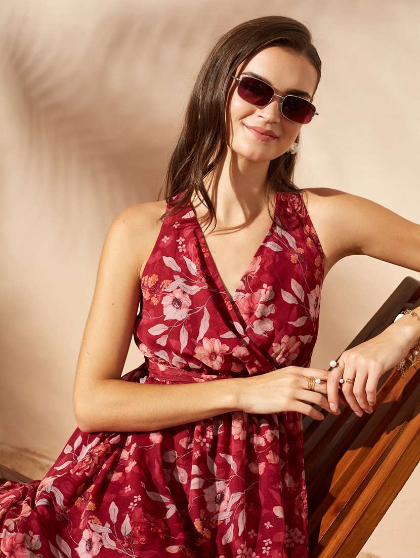 women printed halter neck tiered dress - 22577259 -  Standard Image - 1