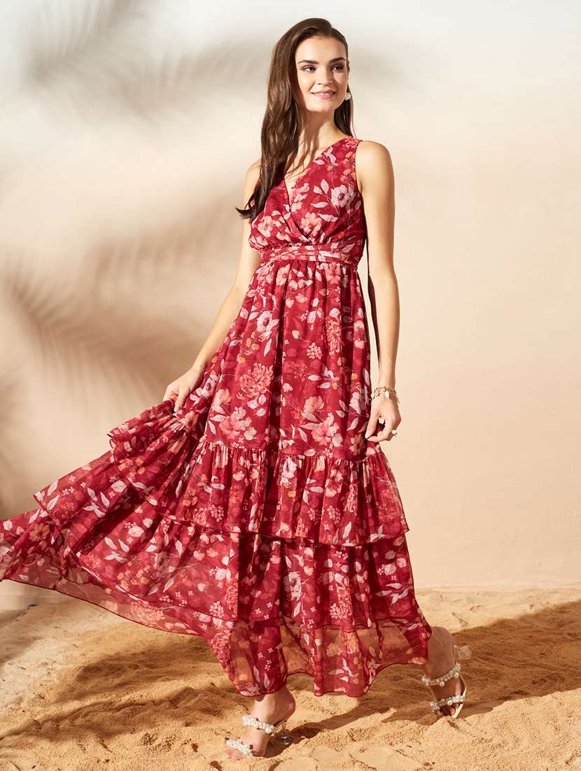 women printed halter neck tiered dress - 22577259 -  Standard Image - 4
