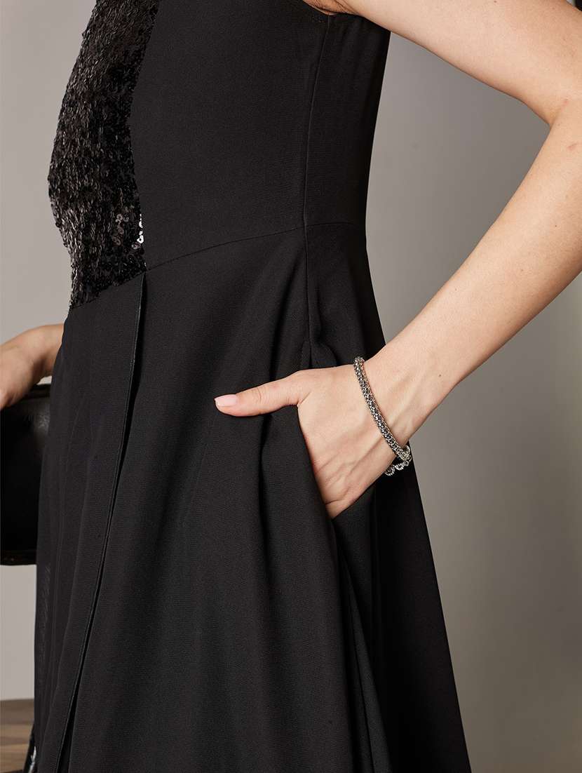 women sequined cap sleeves fit and flare dress - 22577260 -  Standard Image - 4