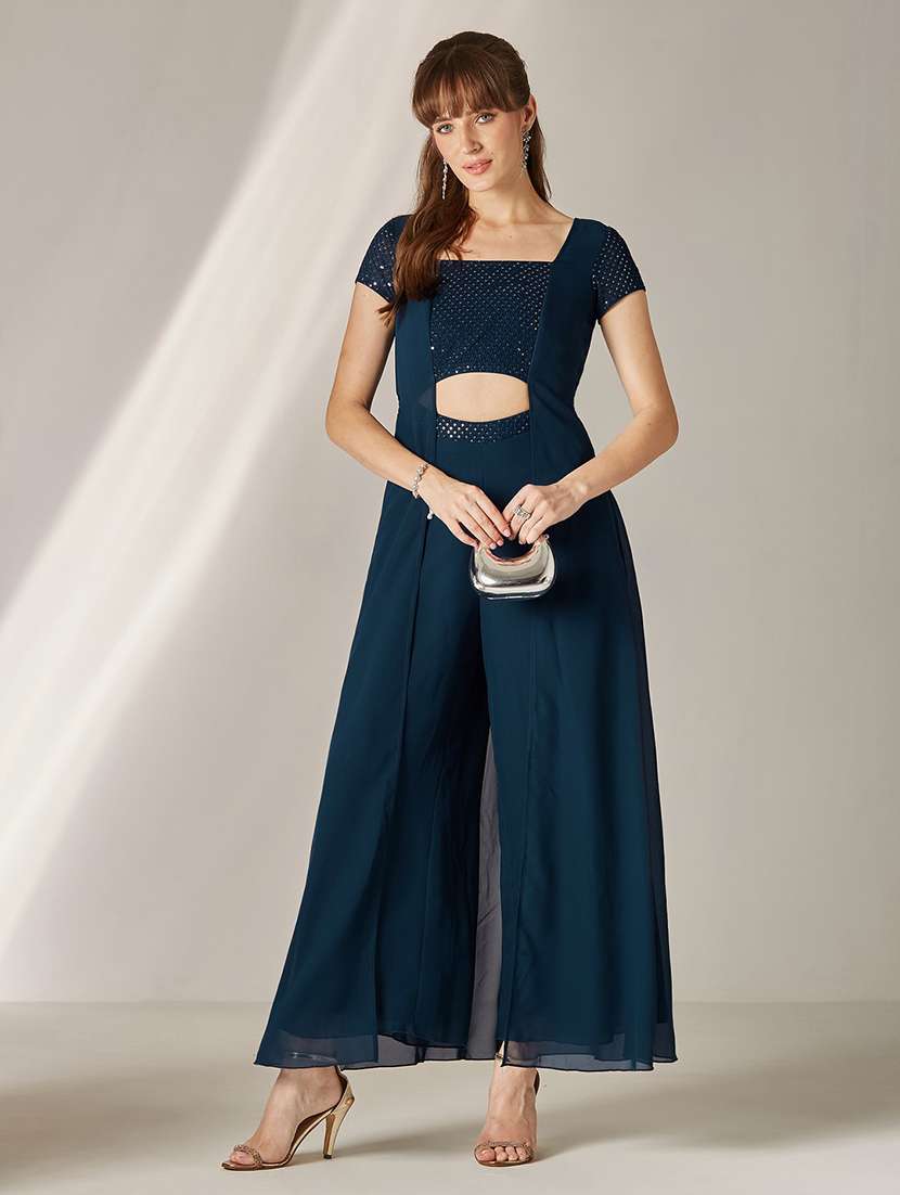 women embroidered short sleeves full leg jumpuit - 22577270 -  Standard Image - 4