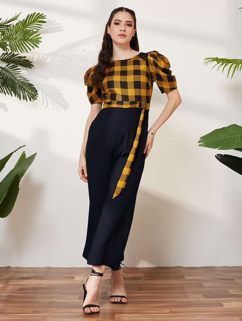 women printed puff sleeves full leg jumpsuit - 22577272 -  Standard Image - 1