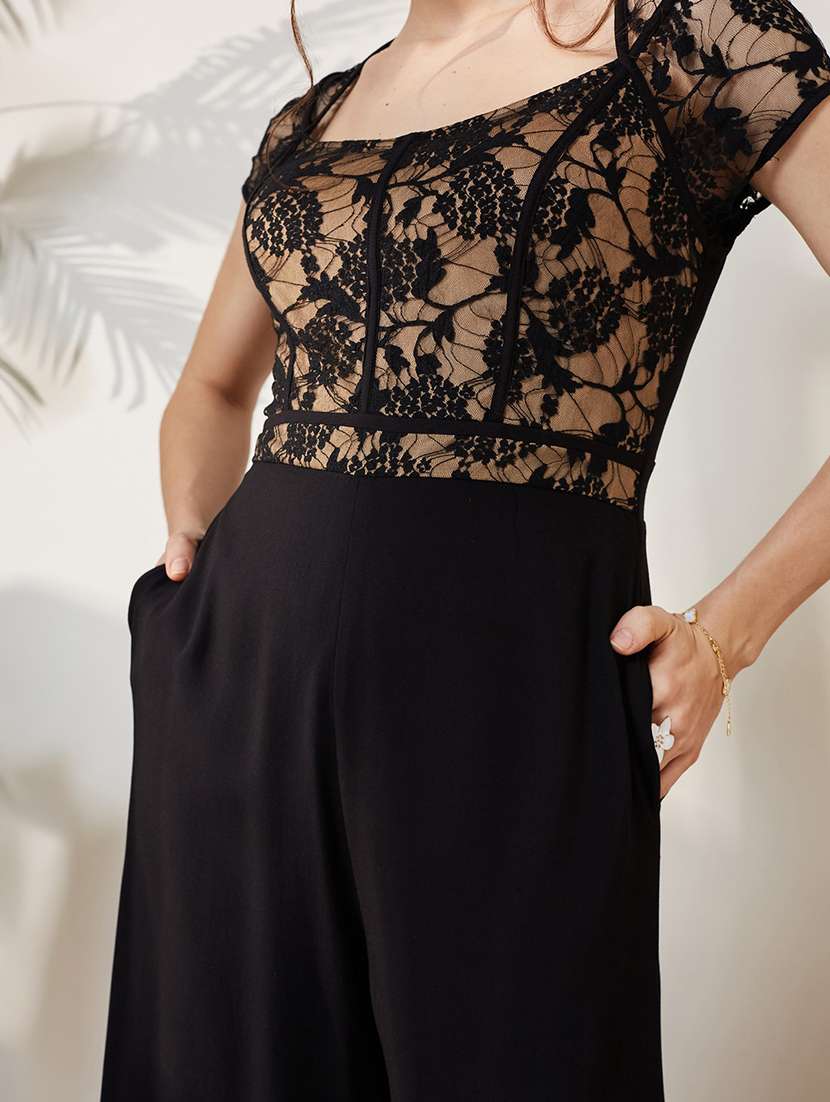 women self design short sleeves full leg jumpsuit - 22577290 -  Standard Image - 1