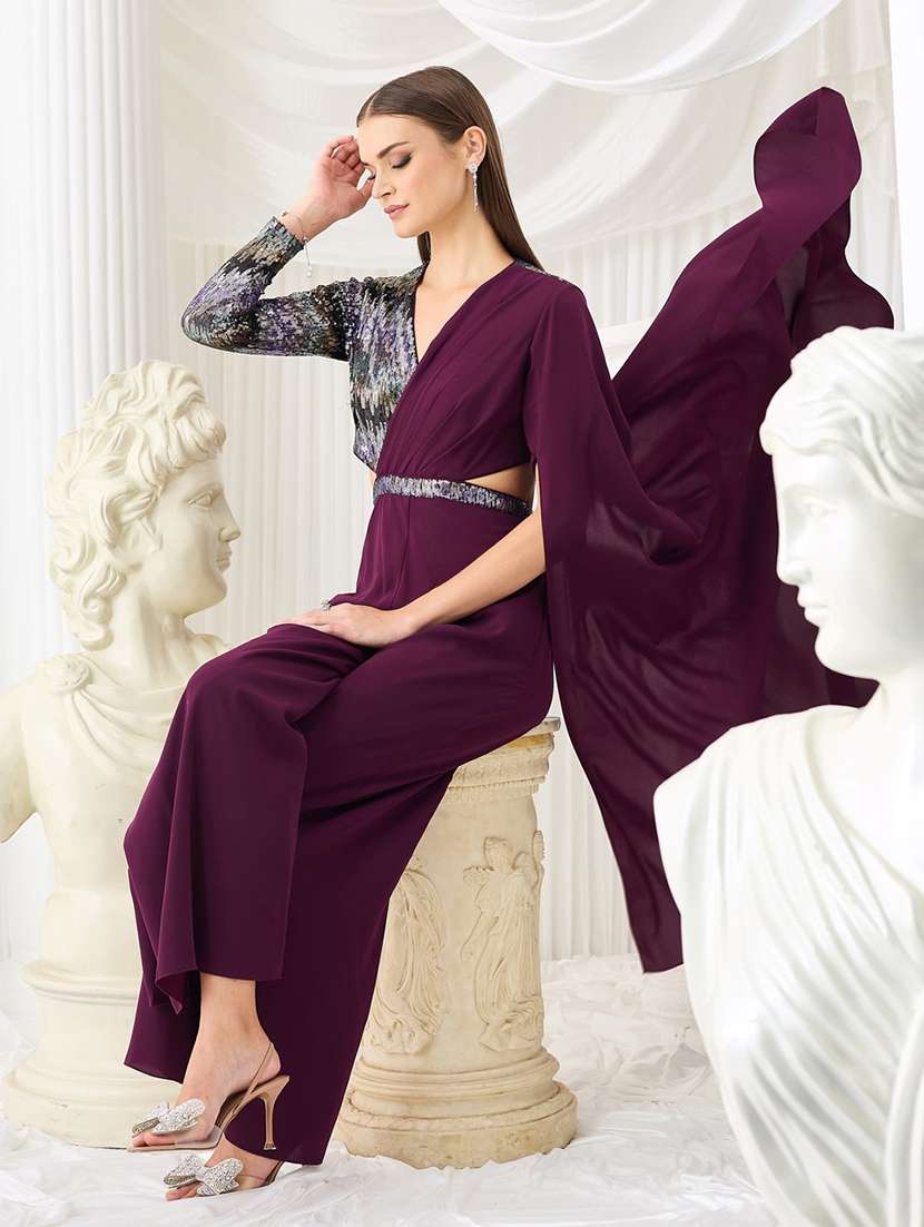 women embroidered long sleeves fusion set - 22577310 -  Standard Image - 4