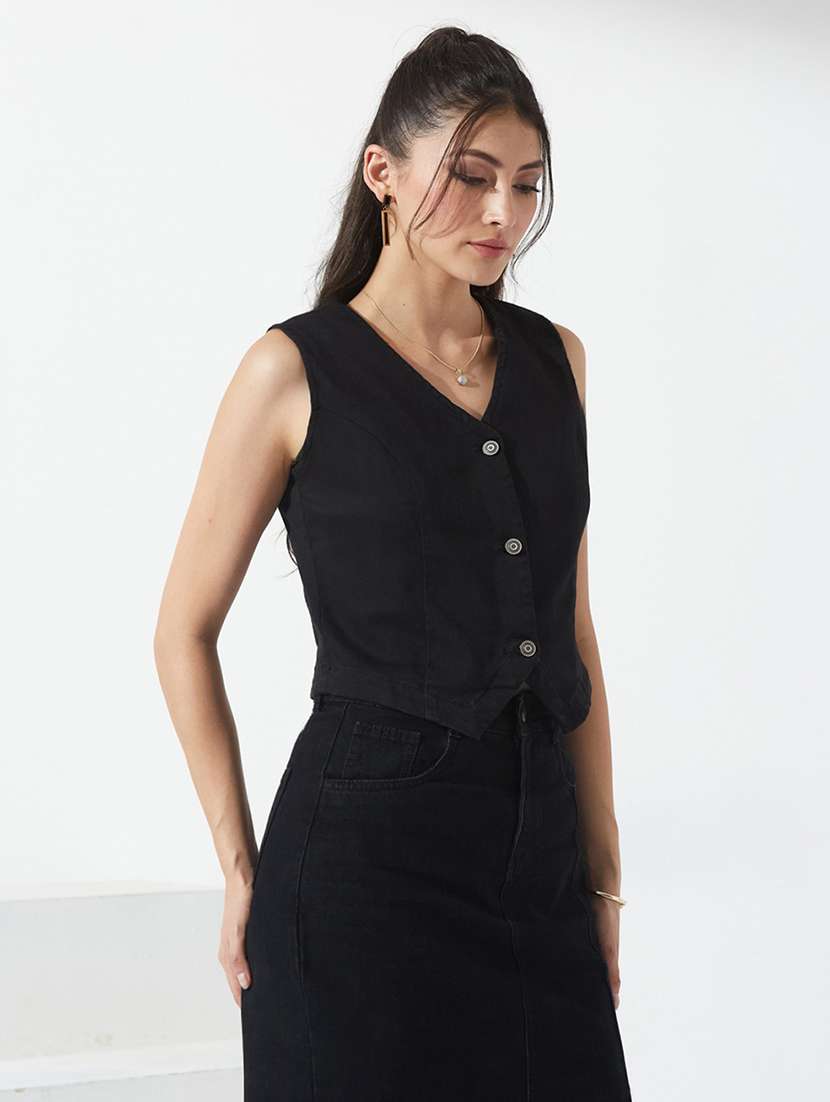 women solid sleeveless vest top - 22577322 -  Standard Image - 1