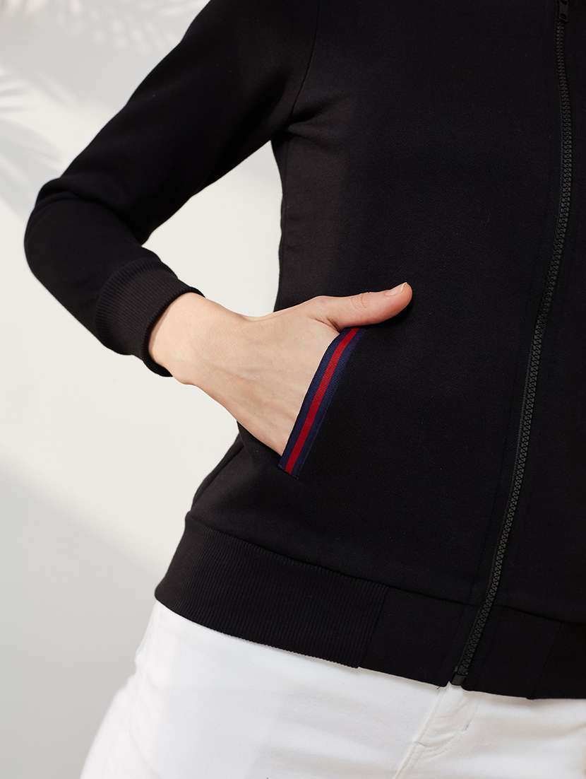 women solid long sleeves zipper sweatshirt - 22577327 -  Standard Image - 1