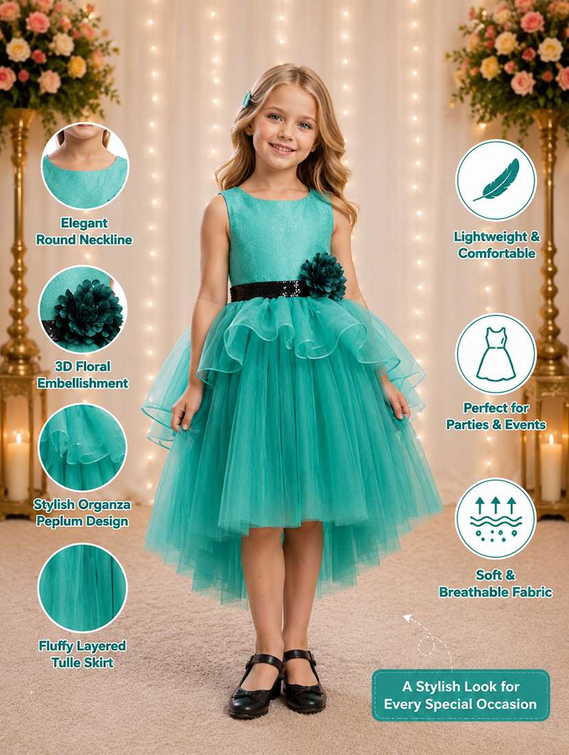 Girls Sequined Sleeveless High Low Dress - 22577366 -  Standard Image - 4