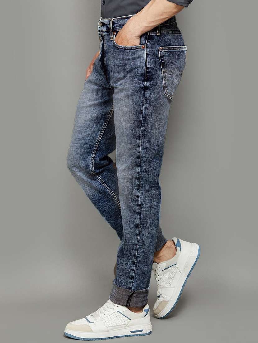 men washed mid rise slim fit jeans - 22577400 -  Standard Image - 1