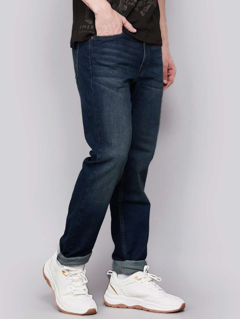 men washed mid rise straight jeans - 22577403 -  Standard Image - 1